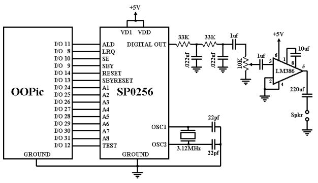 SP0256 ooPIC experimentation board